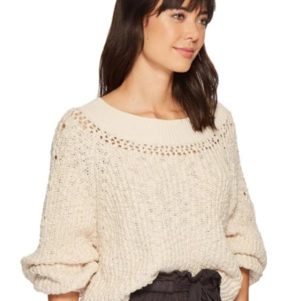 FreePeople Cream open knit sweater Size Large